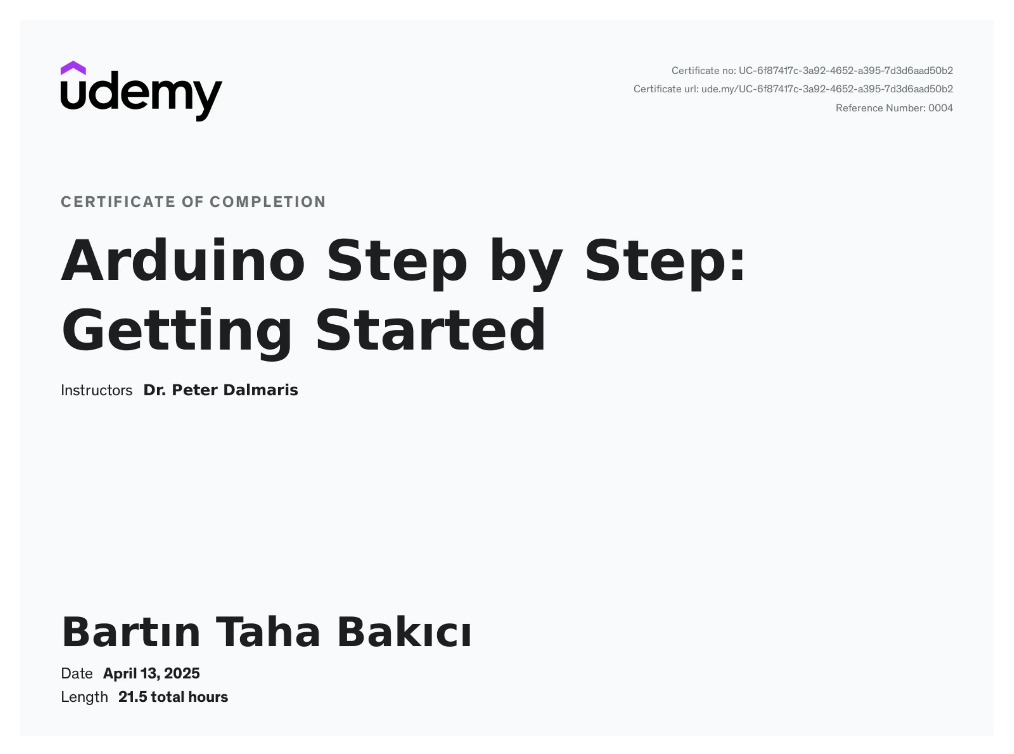 Arduino Sertifikası